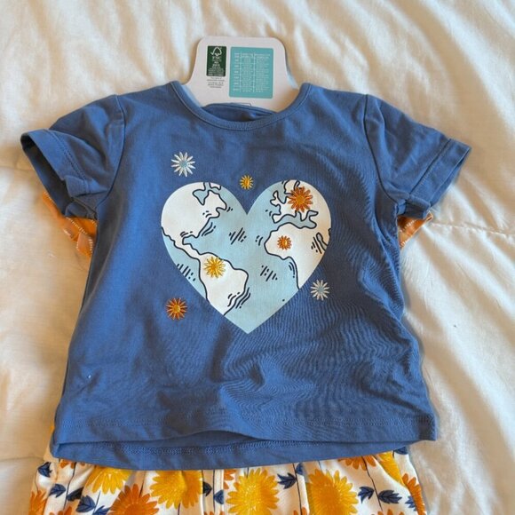 Pekkle 3 piece outfit Blue Orange 12 months NEW Summer Overalls Shorts T-shirts - Picture 6 of 6